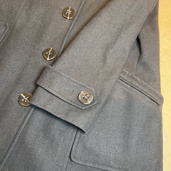 Attention black wool blend long coat button front classic overcoat womens - Picture 7 of 9